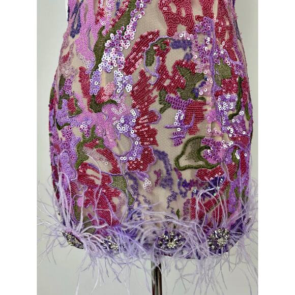 NWT Bella Barnett Loviy Purple Feather Sequin Mini Dress Size XL Cocktail Vegas - Picture 9 of 16